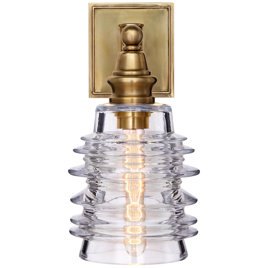 Cavelleine Sconce-Visual Comfort-VISUAL-CHD 2472AB-CG-Wall LightingRibbed Wide Glass-Antique-Burnished Brass-1-France and Son