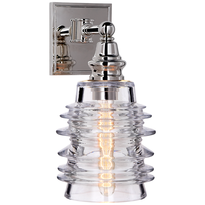 Cavelleine Sconce-Visual Comfort-VISUAL-CHD 2472PN-CG-Wall LightingRibbed Wide Glass-Polished Nickel-4-France and Son