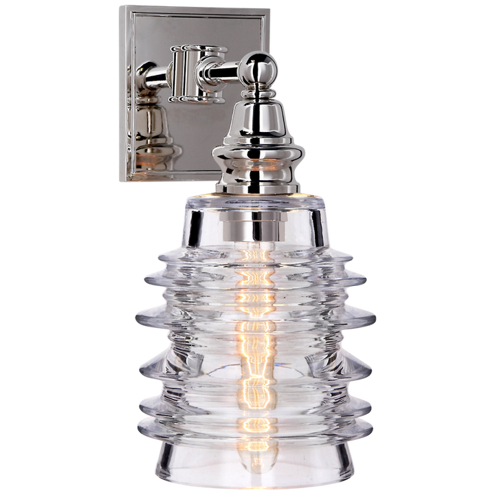 Cavelleine Sconce-Visual Comfort-VISUAL-CHD 2472PN-CG-Wall LightingRibbed Wide Glass-Polished Nickel-4-France and Son