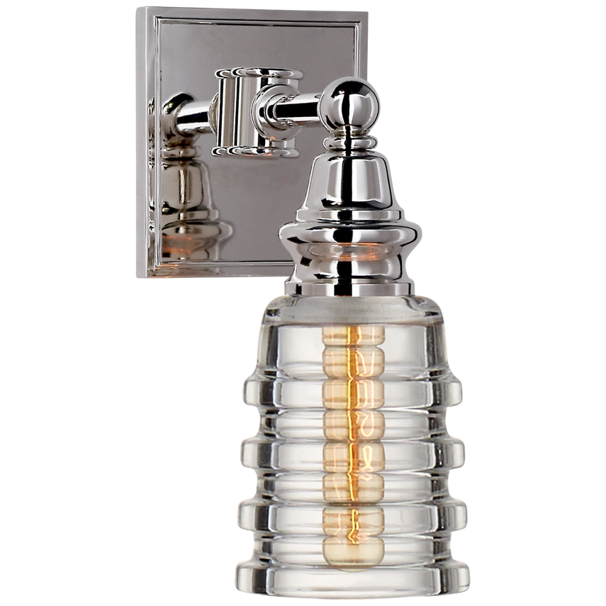 Cavelleine Sconce-Visual Comfort-VISUAL-CHD 2474PN-CG-Wall LightingRibbed Narrow Glass-Polished Nickel-7-France and Son