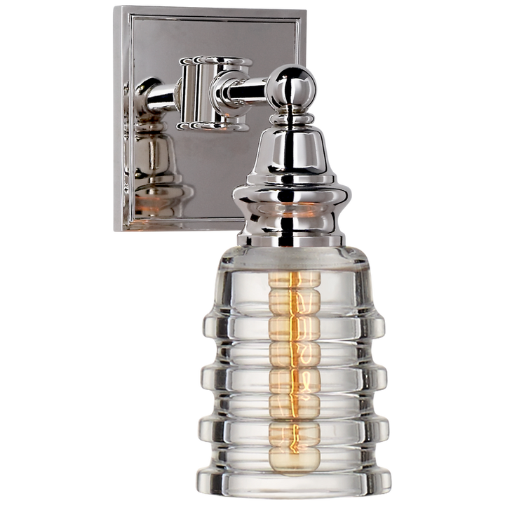 Cavelleine Sconce-Visual Comfort-VISUAL-CHD 2474PN-CG-Wall LightingRibbed Narrow Glass-Polished Nickel-7-France and Son