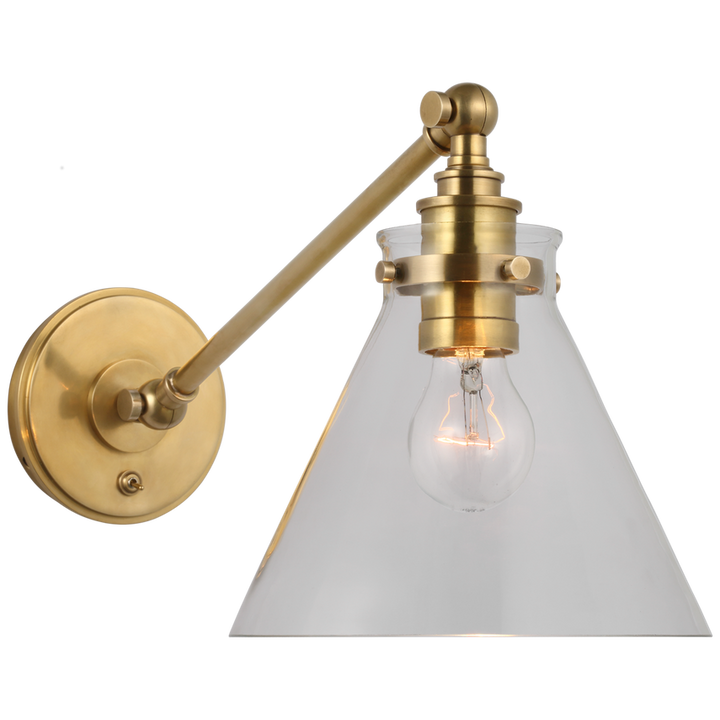 Parker Single Library Wall Light-Visual Comfort-VISUAL-CHD 2525AB-CG-PendantsAntique-Burnished Brass-Clear Glass-1-France and Son