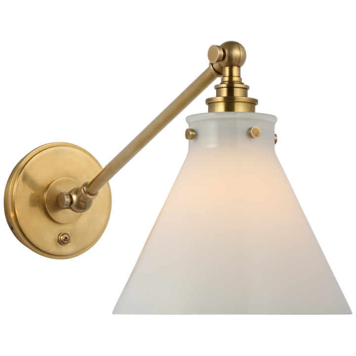 Parker Single Library Wall Light-Visual Comfort-VISUAL-CHD 2525AB-WG-PendantsAntique-Burnished Brass-White Glass-2-France and Son