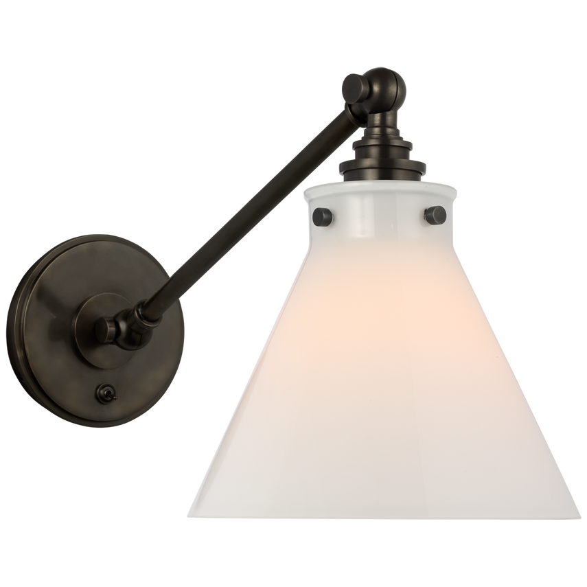 Parker Single Library Wall Light-Visual Comfort-VISUAL-CHD 2525BZ-WG-PendantsBronze-White Glass-4-France and Son