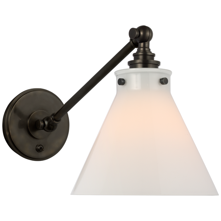 Parker Single Library Wall Light-Visual Comfort-VISUAL-CHD 2525BZ-WG-PendantsBronze-White Glass-4-France and Son