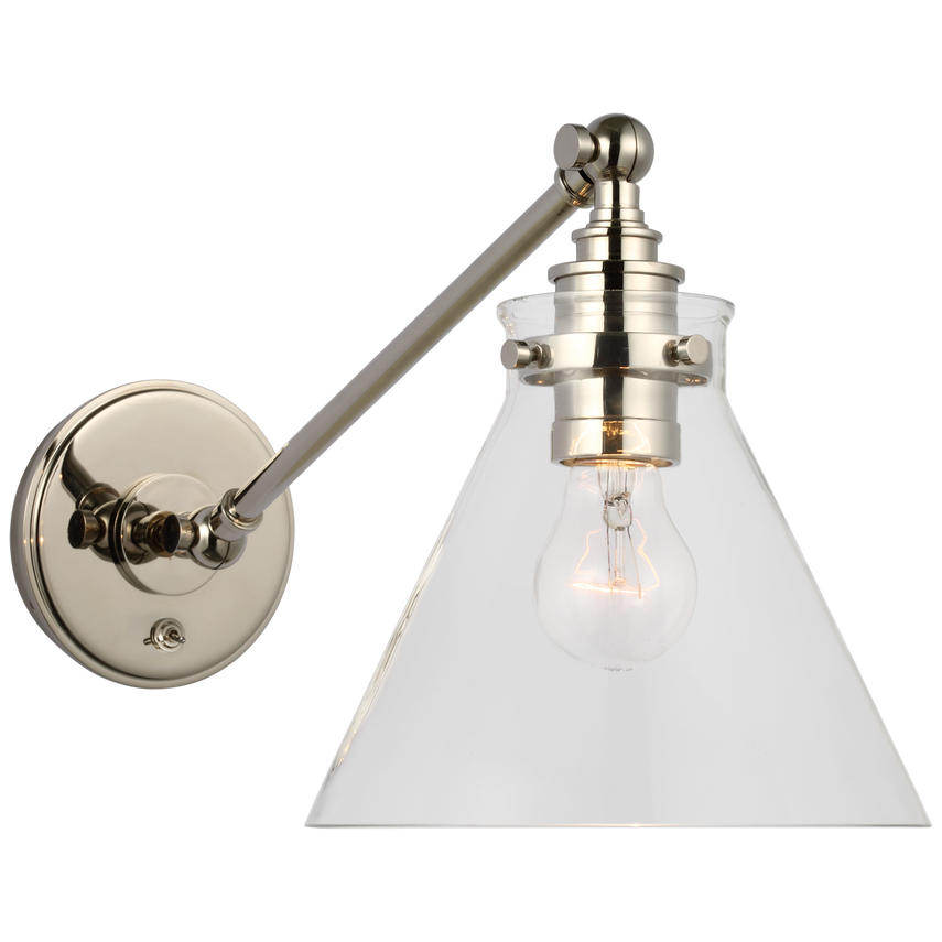 Parker Single Library Wall Light-Visual Comfort-VISUAL-CHD 2525PN-CG-PendantsPolished Nickel-Clear Glass-5-France and Son