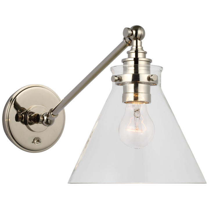 Parker Single Library Wall Light-Visual Comfort-VISUAL-CHD 2525PN-CG-PendantsPolished Nickel-Clear Glass-5-France and Son