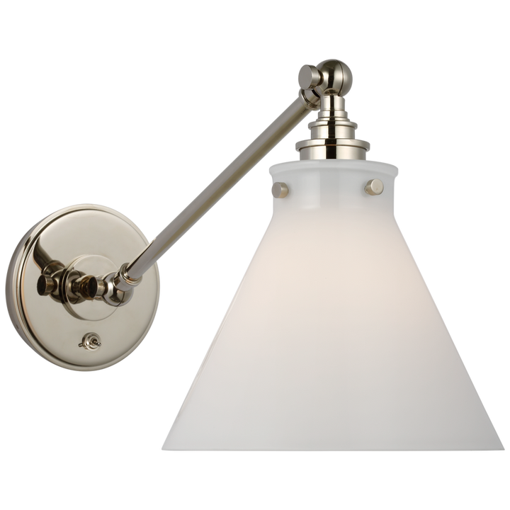 Parker Single Library Wall Light-Visual Comfort-VISUAL-CHD 2525PN-WG-PendantsPolished Nickel-White Glass-6-France and Son