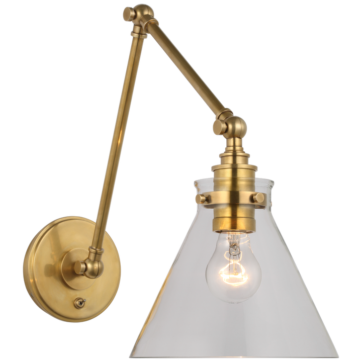 Parker Double Library Wall Light-Visual Comfort-VISUAL-CHD 2526AB-CG-Wall LightingAntique-Burnished Brass / Clear Glass-1-France and Son