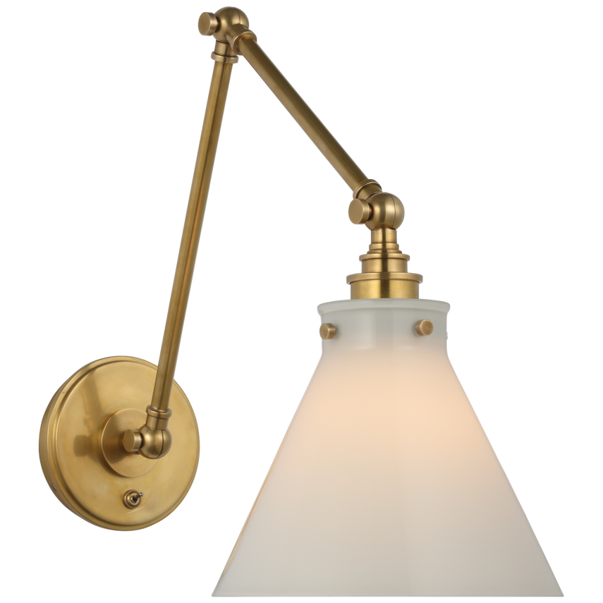 Parker Double Library Wall Light-Visual Comfort-VISUAL-CHD 2526AB-WG-Wall LightingAntique-Burnished Brass / White Glass-2-France and Son