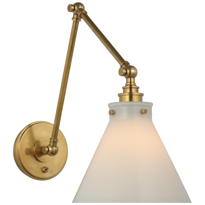 Parker Double Library Wall Light-Visual Comfort-VISUAL-CHD 2526AB-WG-Wall LightingAntique-Burnished Brass / White Glass-2-France and Son