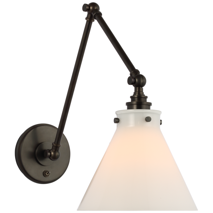 Parker Double Library Wall Light-Visual Comfort-VISUAL-CHD 2526BZ-WG-Wall LightingBronze / White Glass-4-France and Son