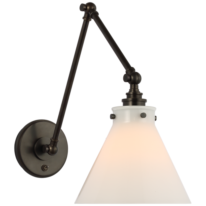 Parker Double Library Wall Light-Visual Comfort-VISUAL-CHD 2526BZ-WG-Wall LightingBronze / White Glass-4-France and Son