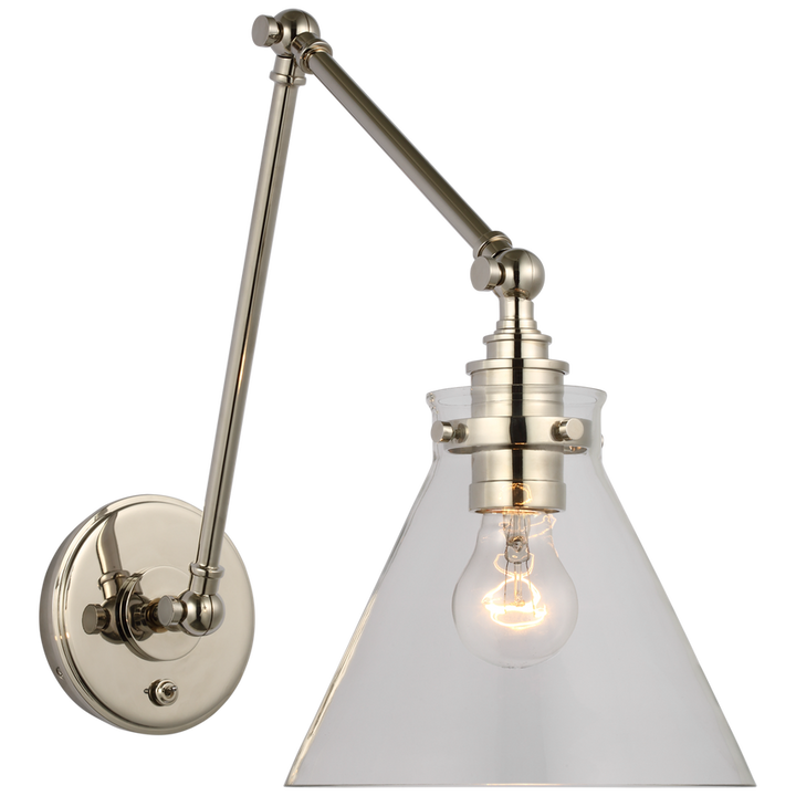 Parker Double Library Wall Light-Visual Comfort-VISUAL-CHD 2526PN-CG-Wall LightingPolished Nickel / Clear Glass-5-France and Son