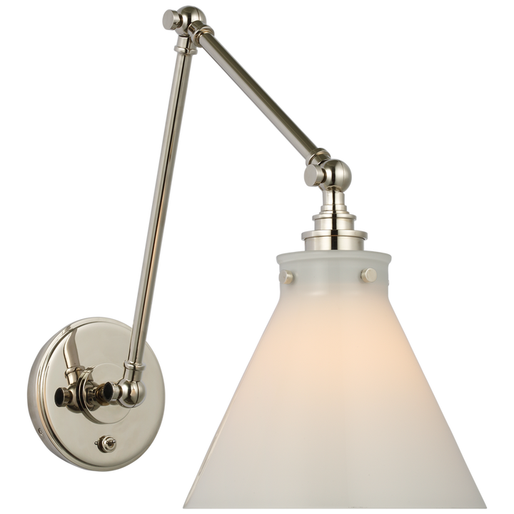 Parker Double Library Wall Light-Visual Comfort-VISUAL-CHD 2526PN-WG-Wall LightingPolished Nickel / White Glass-6-France and Son
