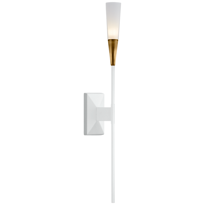 Shella Single Tail Sconce-Visual Comfort-VISUAL-CHD 2601WHT-Wall LightingMatte White / Antique Brass / Frosted Acrylic-4-France and Son