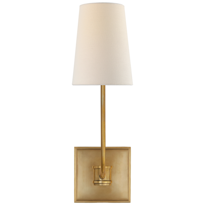 Venice Single Sconce-Visual Comfort-VISUAL-CHD 2620AB-L-Wall LightingAntique-Burnished Brass-Linen Shade-1-France and Son