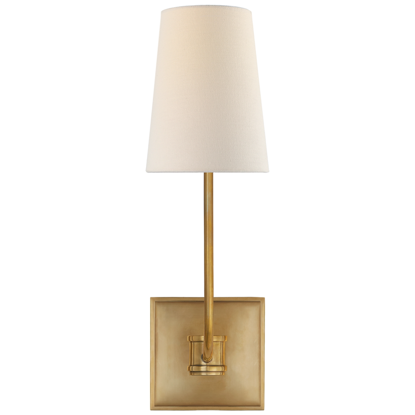 Venice Single Sconce-Visual Comfort-VISUAL-CHD 2620AB-L-Wall LightingAntique-Burnished Brass-Linen Shade-1-France and Son