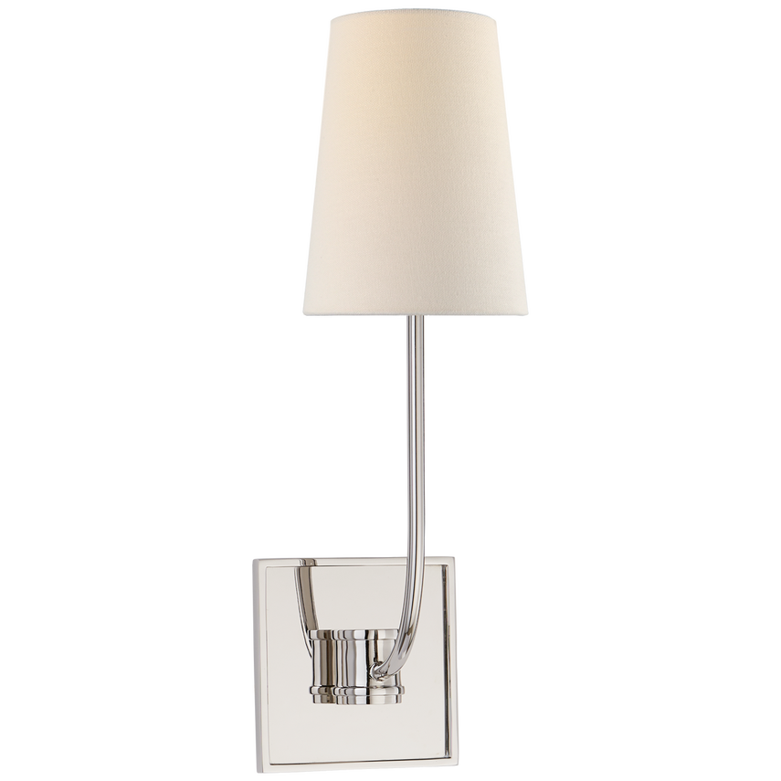 Venice Single Sconce-Visual Comfort-VISUAL-CHD 2620PN-L-Wall LightingPolished Nickel-Linen Shade-3-France and Son