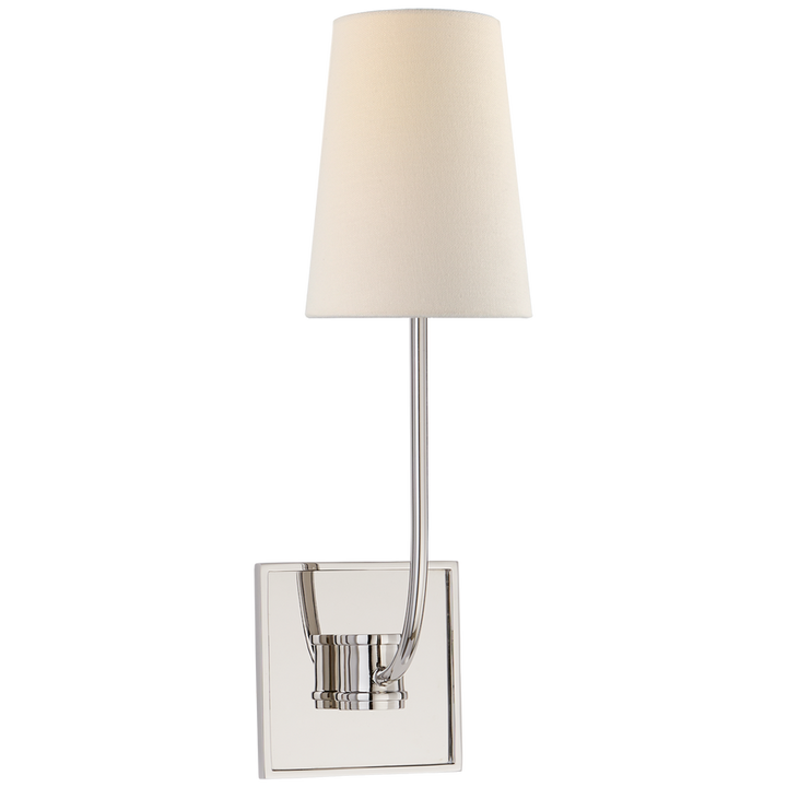 Venice Single Sconce-Visual Comfort-VISUAL-CHD 2620PN-L-Wall LightingPolished Nickel-Linen Shade-3-France and Son