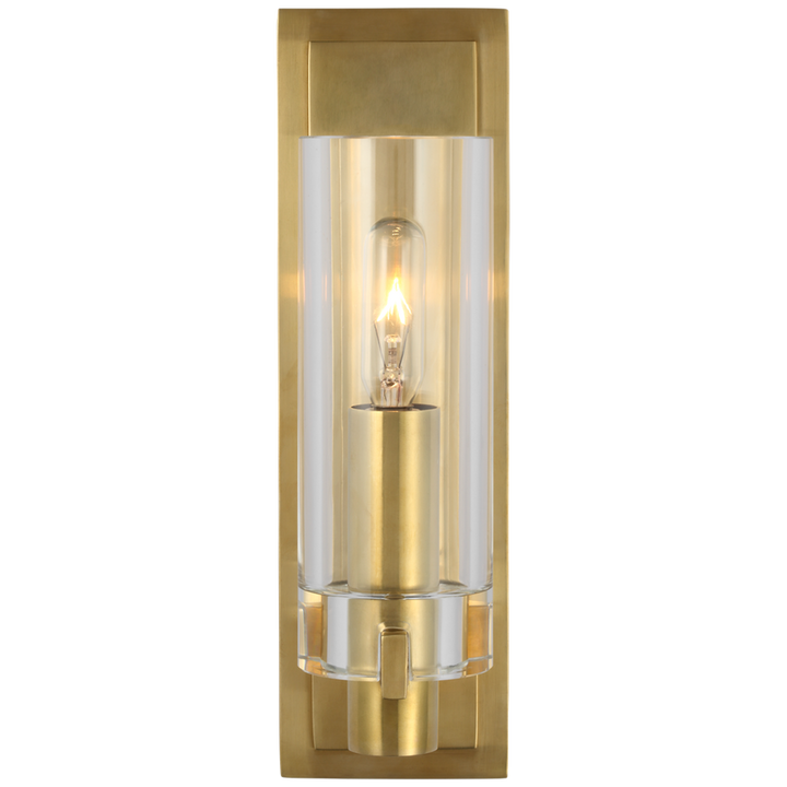 Sone Petite Single Sconce-Visual Comfort-VISUAL-CHD 2630AB-CG-Wall LightingAntique-Burnished Brass-Clear Glass-1-France and Son