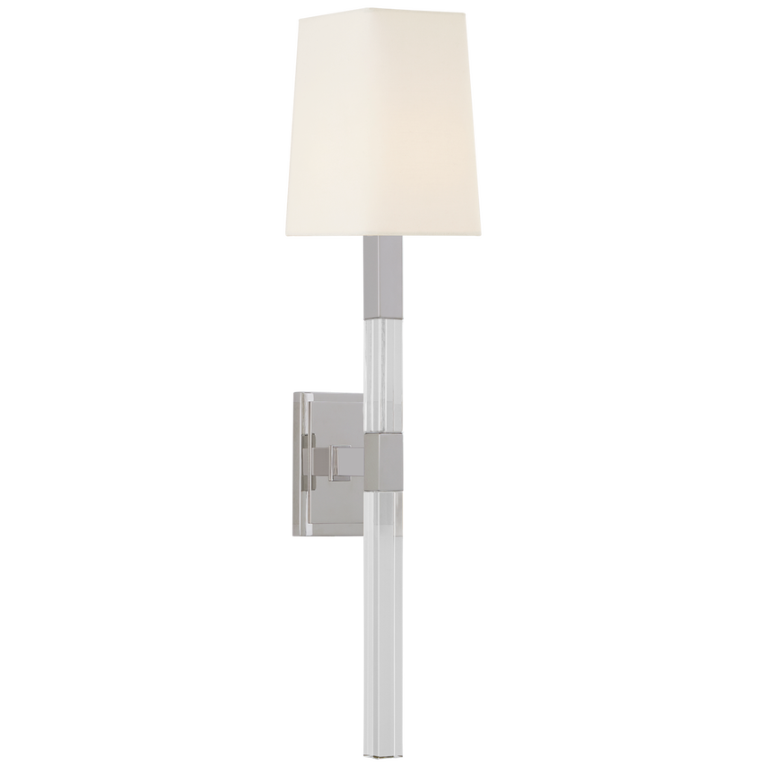 Raga Medium Tail Sconce-Visual Comfort-VISUAL-CHD 2901PN/CG-L-Wall LightingPolished Nickel / Crystal with/ Linen Shade-2-France and Son