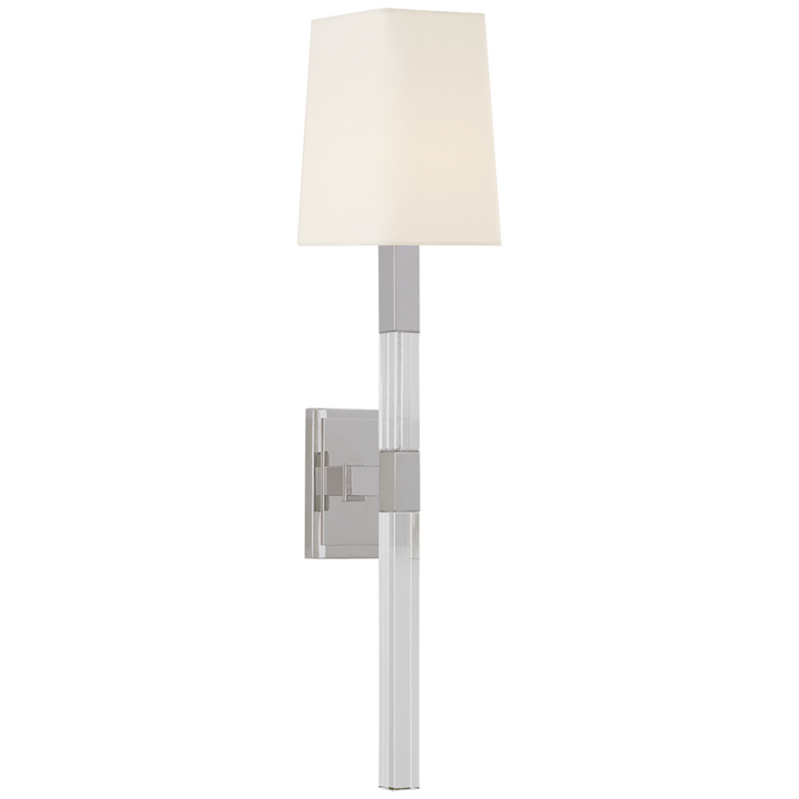 Raga Medium Tail Sconce-Visual Comfort-VISUAL-CHD 2901PN/CG-L-Wall LightingPolished Nickel / Crystal with/ Linen Shade-2-France and Son