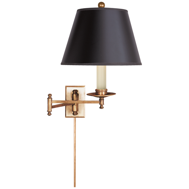 Doncaster Swing Arm-Visual Comfort-VISUAL-CHD 5101AB-B-Wall LightingAntique-Burnished Brass with Black Shade-1-France and Son