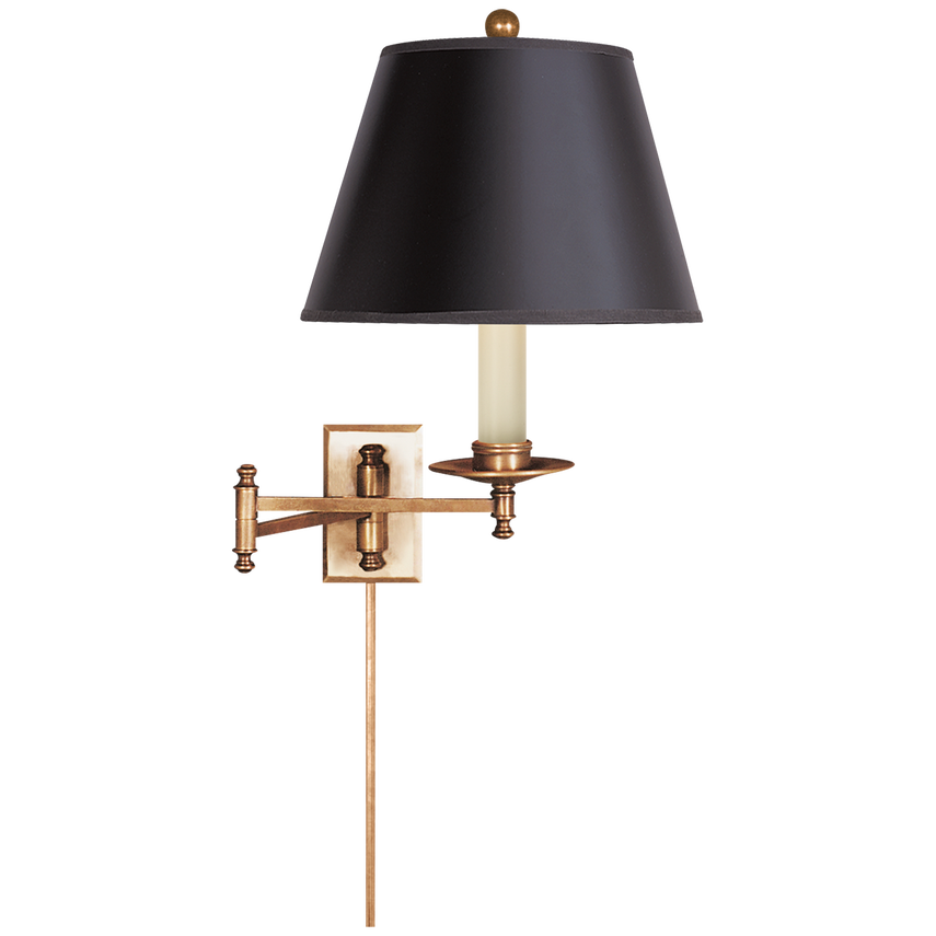 Doncaster Swing Arm-Visual Comfort-VISUAL-CHD 5101AB-B-Wall LightingAntique-Burnished Brass with Black Shade-1-France and Son