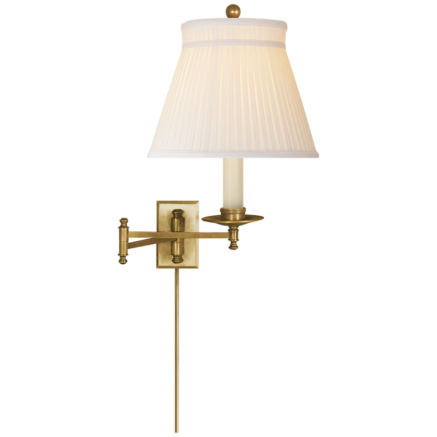 Doncaster Swing Arm-Visual Comfort-VISUAL-CHD 5101AB-SC-Wall LightingAntique-Burnished Brass with Silk Crown Shade-2-France and Son