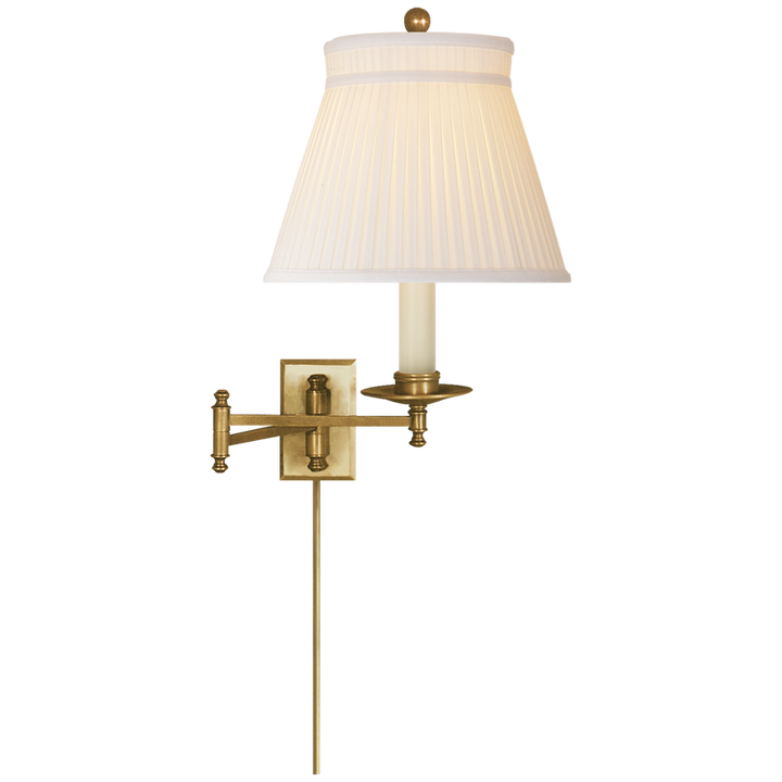 Doncaster Swing Arm-Visual Comfort-VISUAL-CHD 5101AB-SC-Wall LightingAntique-Burnished Brass with Silk Crown Shade-2-France and Son