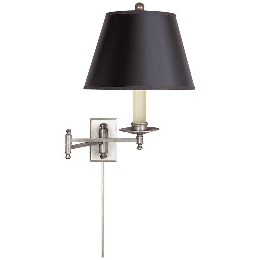 Doncaster Swing Arm-Visual Comfort-VISUAL-CHD 5101AN-B-Wall LightingAntique Nickel with Black Shade-3-France and Son