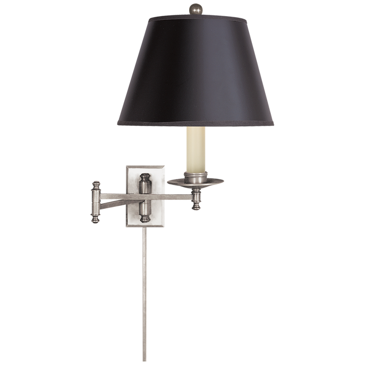 Doncaster Swing Arm-Visual Comfort-VISUAL-CHD 5101AN-B-Wall LightingAntique Nickel with Black Shade-3-France and Son