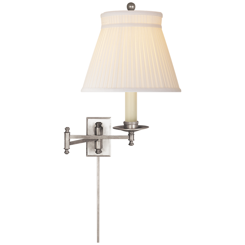 Doncaster Swing Arm-Visual Comfort-VISUAL-CHD 5101AN-SC-Wall LightingAntique Nickel with Silk Crown Shade-4-France and Son