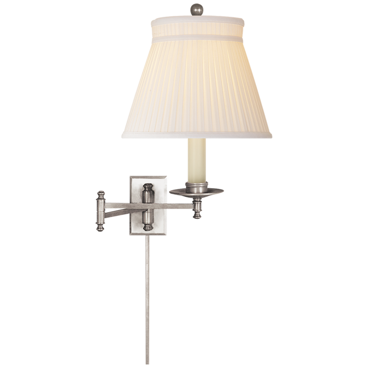 Doncaster Swing Arm-Visual Comfort-VISUAL-CHD 5101AN-SC-Wall LightingAntique Nickel with Silk Crown Shade-4-France and Son