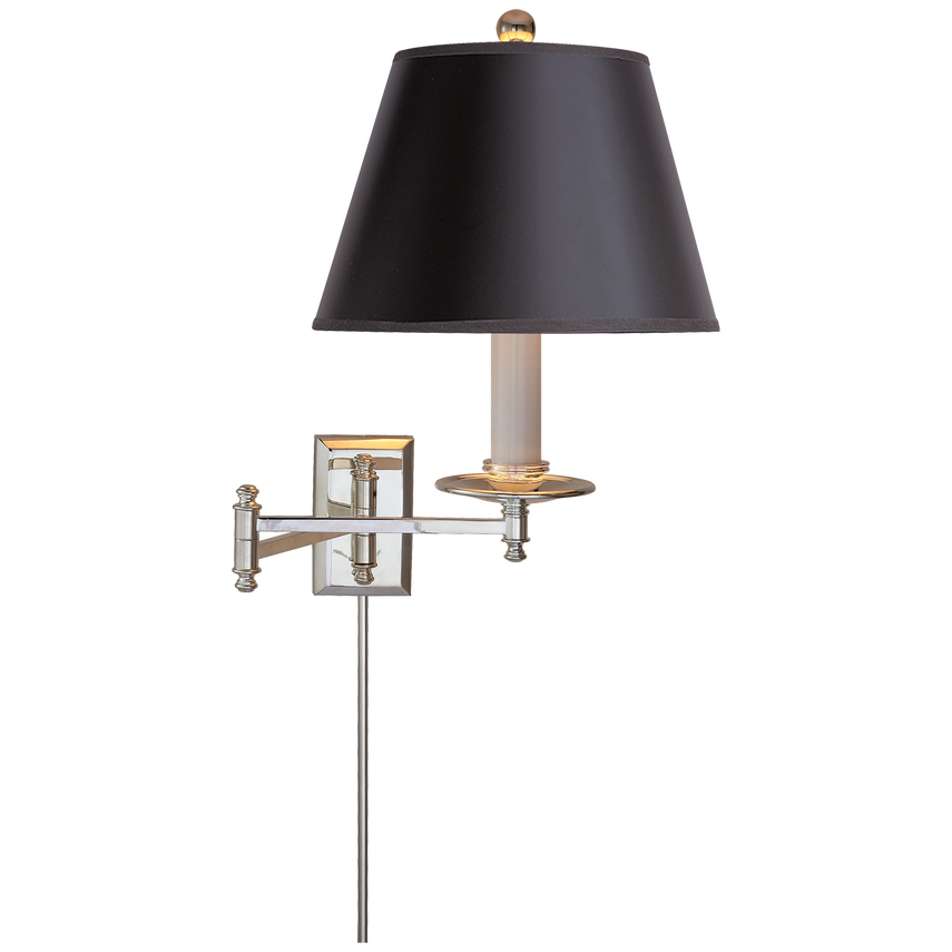 Doncaster Swing Arm-Visual Comfort-VISUAL-CHD 5101PN-B-Wall LightingPolished Nickel with Black Shade-5-France and Son