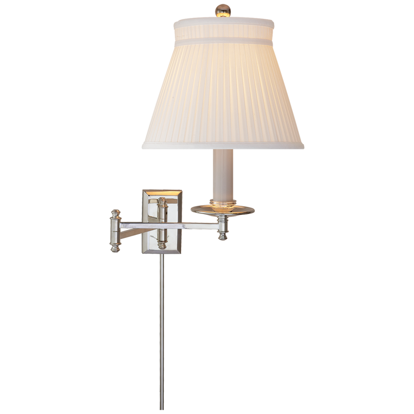 Doncaster Swing Arm-Visual Comfort-VISUAL-CHD 5101PN-SC-Wall LightingPolished Nickel with Silk Crown Shade-6-France and Son