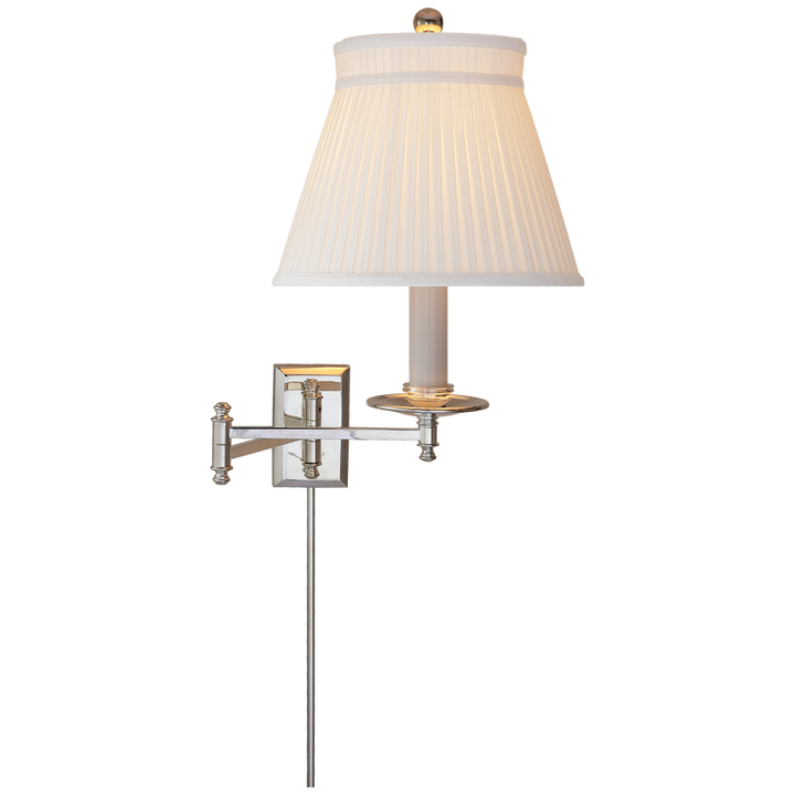 Doncaster Swing Arm-Visual Comfort-VISUAL-CHD 5101PN-SC-Wall LightingPolished Nickel with Silk Crown Shade-6-France and Son