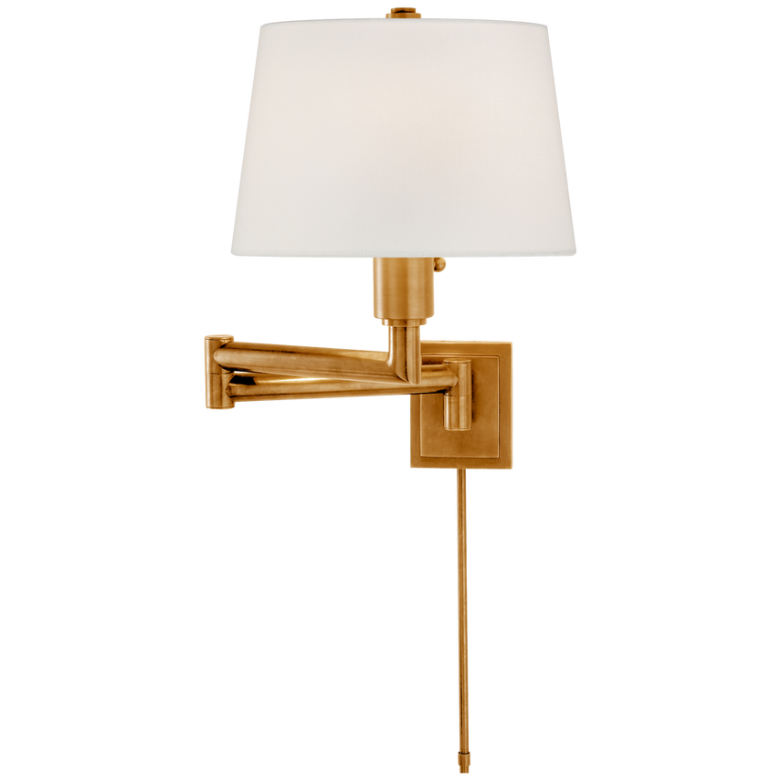 Chooka Swing Arm-Visual Comfort-VISUAL-CHD 5106AB-L-Wall LightingAntique-Burnished Brass with Linen Shade-1-France and Son