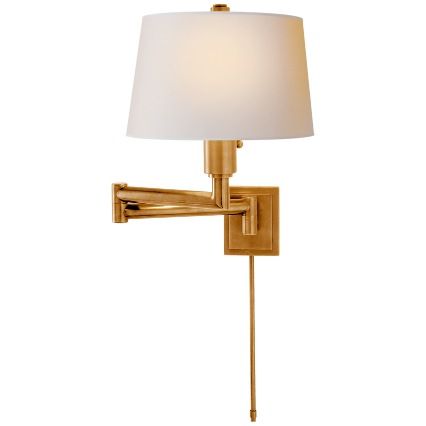 Chooka Swing Arm-Visual Comfort-VISUAL-CHD 5106AB-NP-Wall LightingAntique-Burnished Brass with Natural Paper Shade-2-France and Son