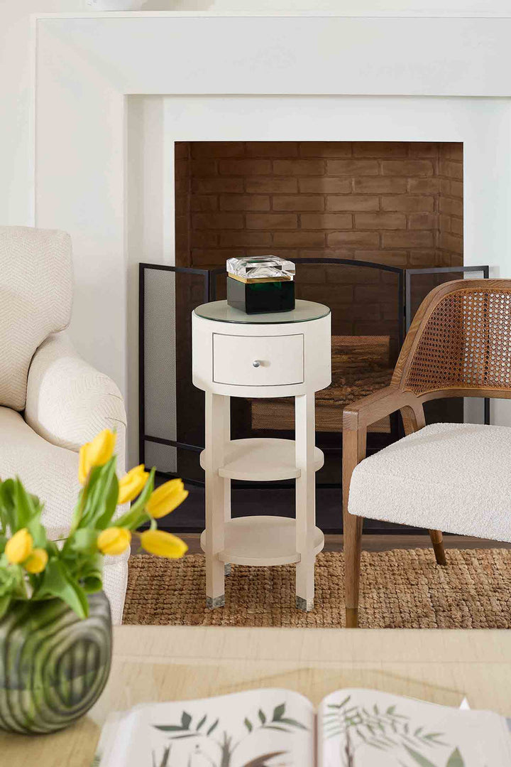 Claudette 1-Drawer Round Side Table