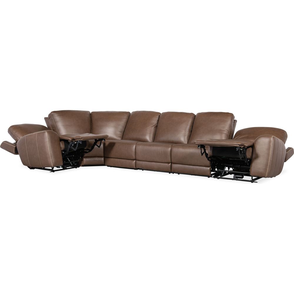 Sectionals: Recliners Beacon 6 Piece Sectional with Power Recline & Power Headrest (Configuration 1) - Brown