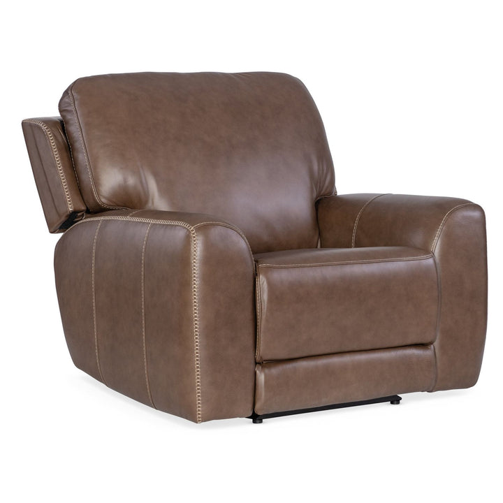 Alternate view of Torres Power Recliner w/Power Headrest in medium brown and mocha brown.