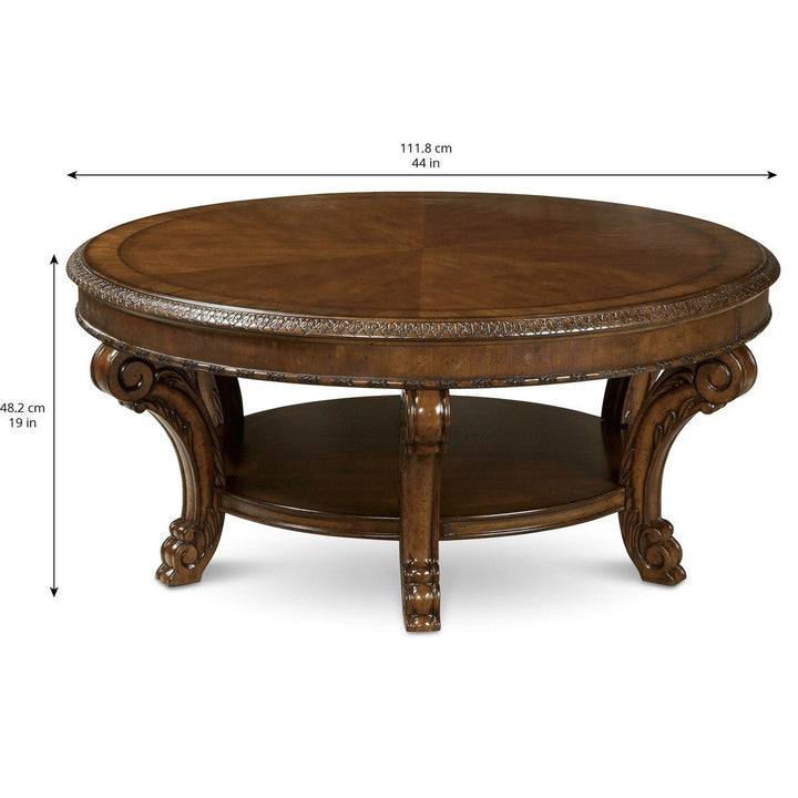 Old World Round Cocktail Table - Brown