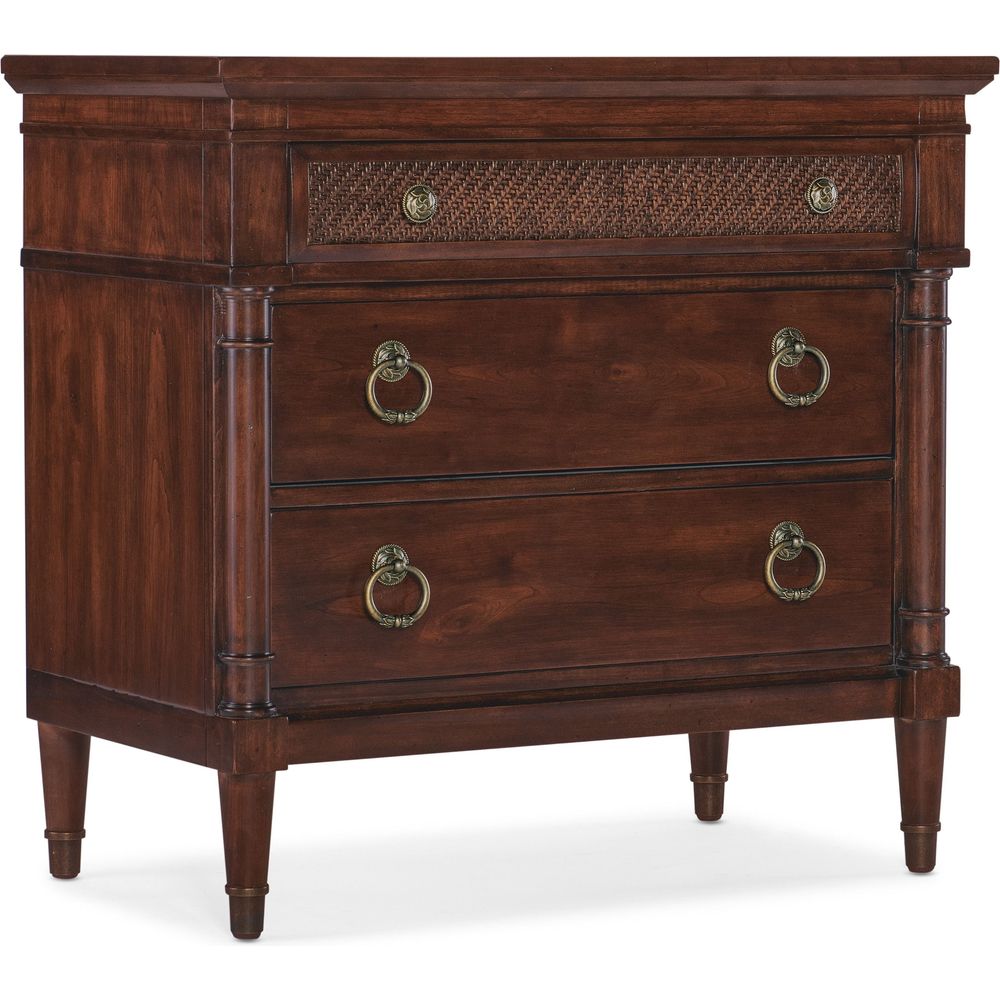 Nightstands Charleston Three-Drawer Ring Pull Nightstand - Dark Wood