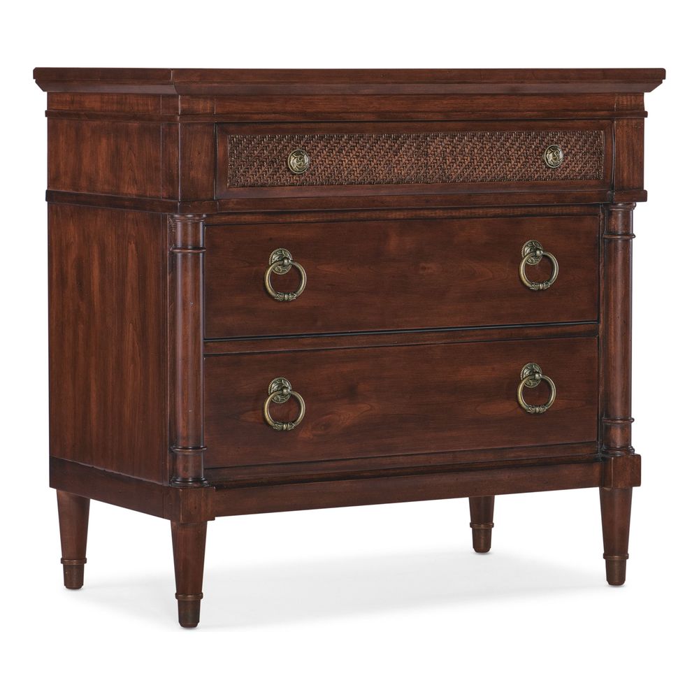 Nightstands Theodore Three-Drawer Ring Pull Nightstand - Dark Wood