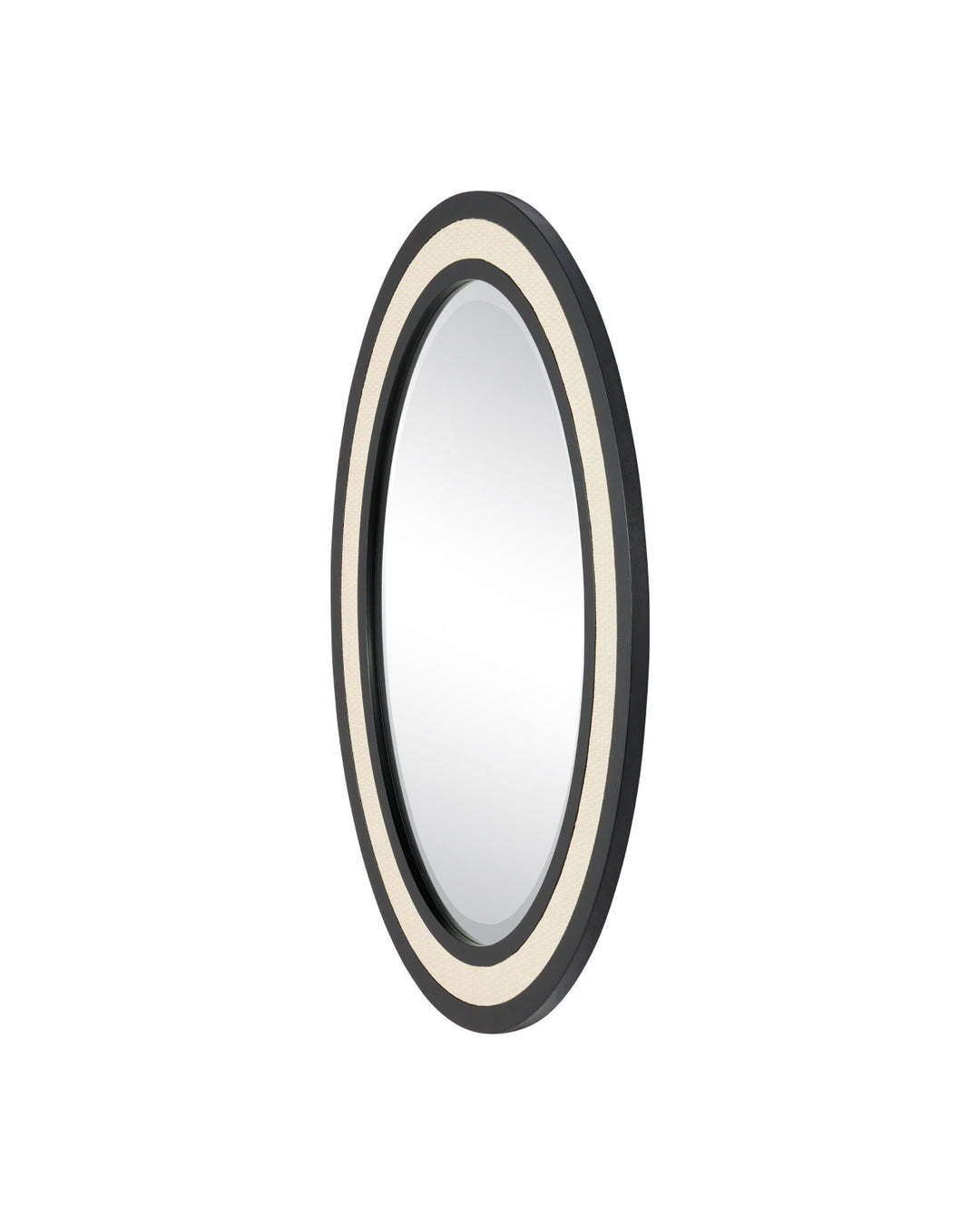 Deanna Ivory Raffia Oval Mirror