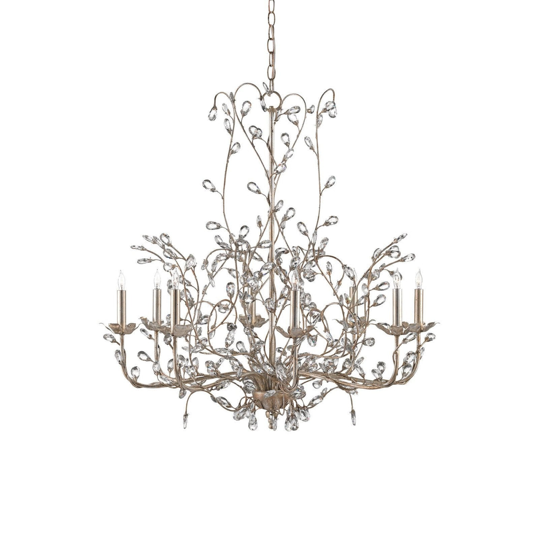 Crystal Bud Large Silver Chandelier