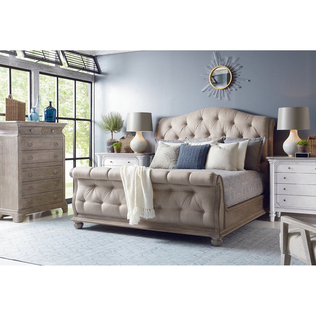 Summer Creek Shoals Queen Upholstered Tufted Sleigh Bed - Grey