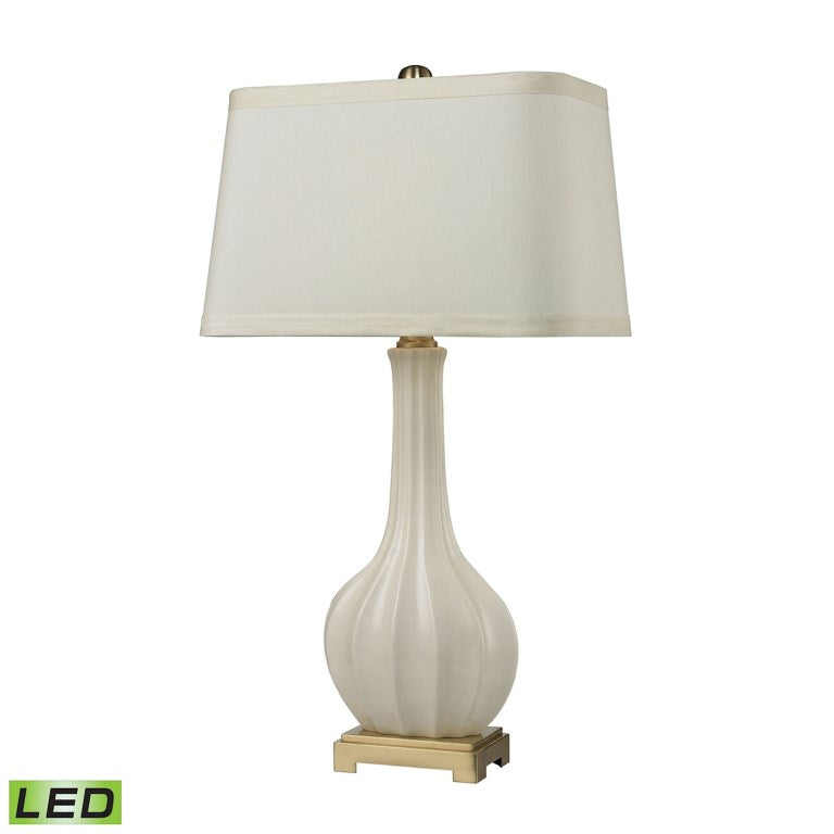 Fluted Ceramic 34'' High 1 - Light Table Lamp - White-Elk Home-ELK-D2596-LED-Table LampsLED-2-France and Son